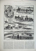 Original Old Antique Print 1883 German Army Manoeuvres Attack War Dragoon Army
