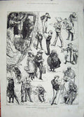 Old Antique Print 1883 Little Tommys Christmas Tableaux Vivants Children 19th