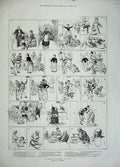 Antique Old Print 1883 Christmas Paris France Dinner Children Decorations 19th