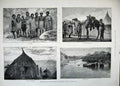 Old Antique Print 1883 Wild Tribes Soudan Aibaro Camel Camp Settite River 19th