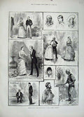 Old Antique Print 1883 Theatre Young Folks Ways St James Theatre Romance 19th