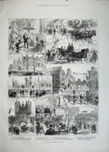 Old Antique Print 1883 Prince Wales York Arch Micklegate Wilberforce Yard 19th