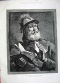 Original Old Antique Print 1883 Portrait Father Regiment Man War Knowles Art