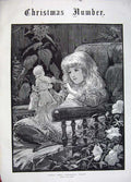 Original Old Antique Print Christmas 1883 Little Girl Dolly Flowers Ludlow Art