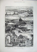 Old Antique Print 1883 Convict Prisons Dartmoor Prince Town Milking Cows 19th