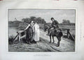 Original Old Antique Print 1883 Post Boy Horse River Bridge Young Women Mendoza
