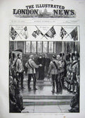 Old Antique Print 1883 Scottish Kilts Army Giles Cathedral Edinburgh Art 19th
