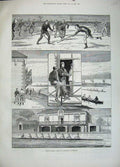 Old Antique Print 1883 Prince Victor Cambridge University Boat Hockey Men 19th
