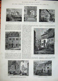 Old Antique Print Luther Germany 1883 Schloss Castle Mansfield Eisleben 19th