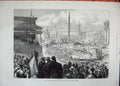 Old Antique Print 1883 Foundation Stone New Municipal Buildings Glasgow 19th