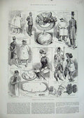 Old Antique Print 1883 Crystal Palace Potato Show Alderman Cetewayo Fir 19th
