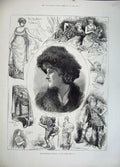 Original Old Antique Print Ingomar Lyceum Theatre 1883 Mary Anderson Barnes Art