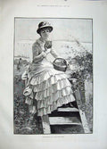 Original Old Antique Print 1883 Fine Art Beautiful Woman Reading Letter Knowles