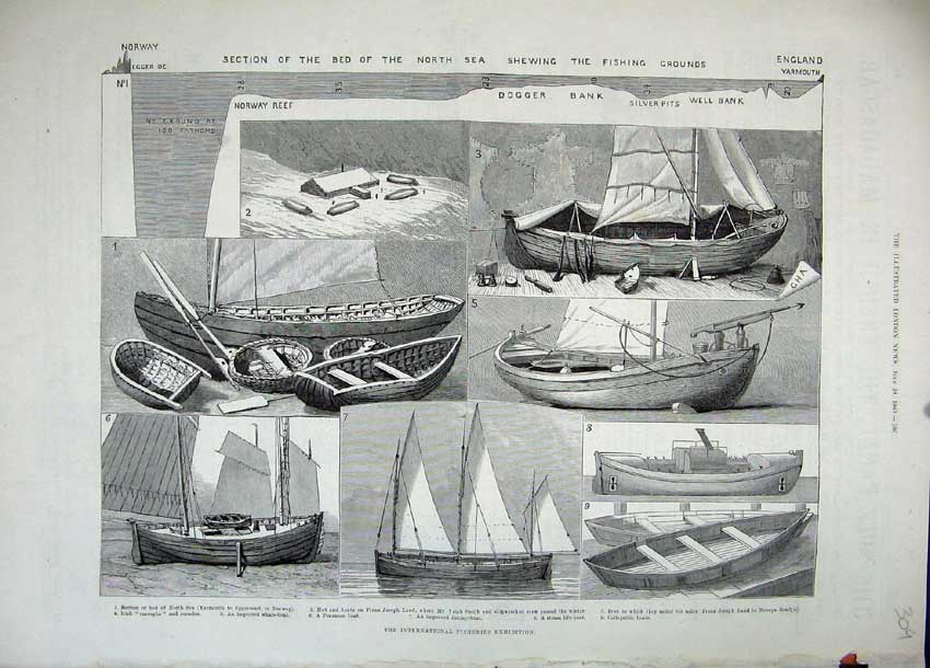 Old Antique Print 1883 Fisheries Exhibition Life-Boat Franz Joseph Ship 19th