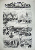 Old Antique Print 1883 Duke Duchess Connaught Peoples Park Grimsby Tree 19th