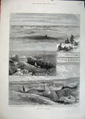 Old Antique Print 1883 Excavations Pithom Suggoth Canal Egypt Temple Art 19th