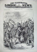 Old Antique Print 1883 Savage Club Royal Albert Hall Pipes Peace Indians 19th