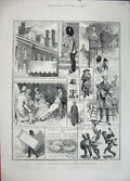 Old Antique Print 1883 Garden Fete Chelsea Hospital Royal Army Coffee War 19th