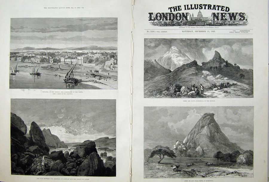 Old Antique Print 1883 Jebel Sinun Soudan Mountains Nile Egypt Dongola 19th