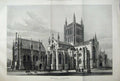 Old Antique Print 1883 Hereford Cathedral Architecture Church Fine Art 19th
