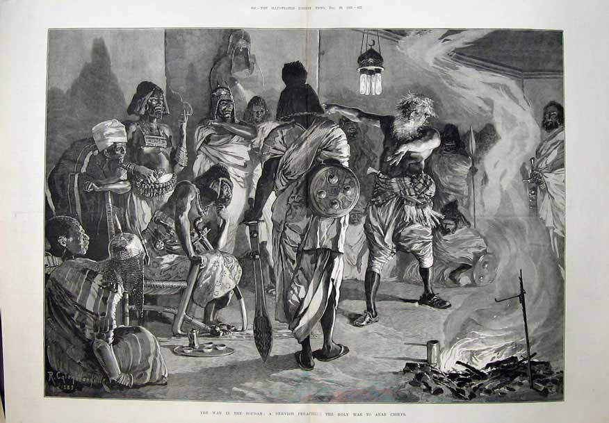 Old Antique Print 1883 War Soudan Dervish Holy Arab Chiefs Woodville Art 19th