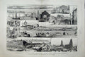 Old Antique Print 1883 Calais Canal Porte Richelieu Havre Citadel Gate 19th