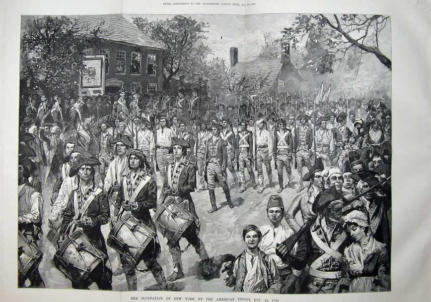 Old Antique Print 1883 War New York American Troops Army Uniforms Band 19th