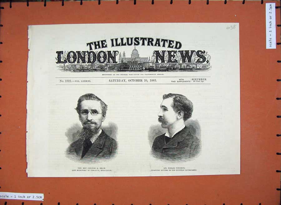 Old Antique Print 1883 Rev. George Shaw Missionary Mr Edgar Vincent Men 19th