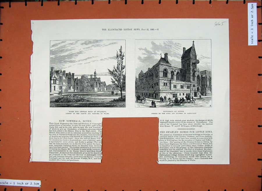 Old Antique Print 1883 Home Orphan Boys Swanley Townhall Dover Fine Art 19th