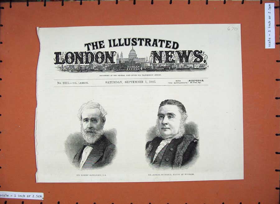 Old Antique Print Sir Robert Rawlinson 1883 Joseph Devereux Mayor Windsor 19th