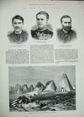 Old Antique Print Pyramids Meroe Nile Egypt 1884 Hewett Walker Leslie Men 19th