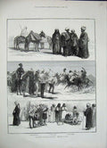 Old Antique Print English Occupation Egypt Cairo1884 Donkey Snake Bedouin 19th