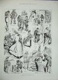 Original Old Antique Print 1884 Sketches Shakspearean Show People Acting 19th