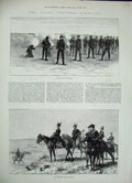 Original Old Antique Print 1884 Easter Volunteer Manoeuvres General War Siers