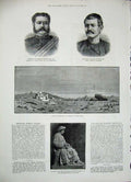 Old Antique Print 1884 Statue Prussano Tagore Assouan Egypt Chunder Men 19th
