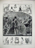 Old Antique Print 1884 International Peasant Festival Royal Albert Hall 19th