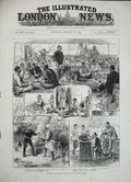 Original Old Antique Print 1884 Souakim Ship Baker Pasha Mansourah Siers Horses
