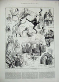 Original Old Antique Print 1884 New Years Eve St Giles Workhouse Music Dancing