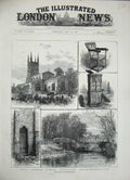 Original Old Antique Print 1884Wycliff Quincentenary Church Pulpit River Swift