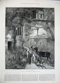 Old Antique Print 1884 Mendoza'S Gallery Stag Reindeer Deer Haunted House 19th