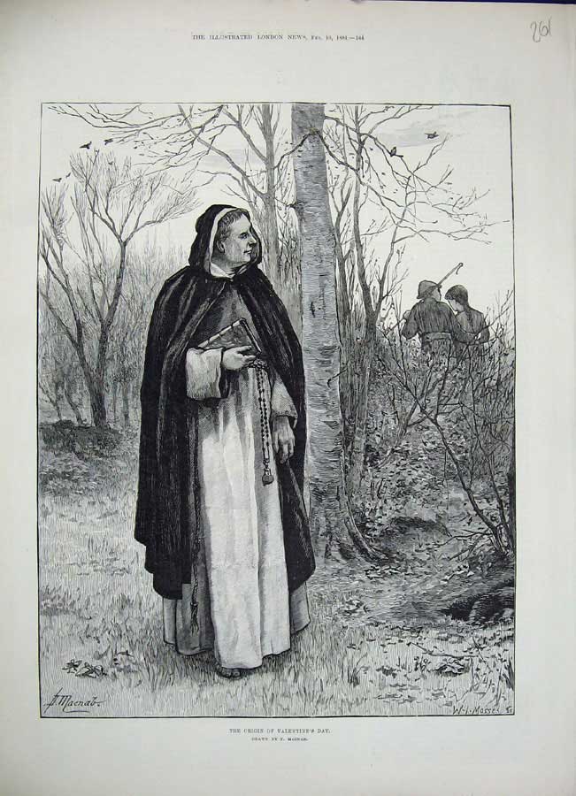 Original Old Antique Print 1884 Macnab Fine Art Priest Country People Trees