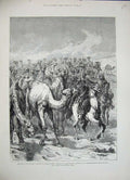 Old Antique Print 1884 War Soudan Camels Major Sartorius Souakim Horses 19th