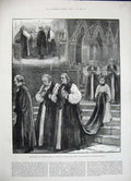 Old Antique Print 1884 Consecration Bishop Sydney Westminster Abbey Art 19th
