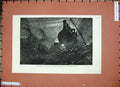 Original Old Antique Print 1884 Stormy Weather Railway Train Moonlight Rain Art