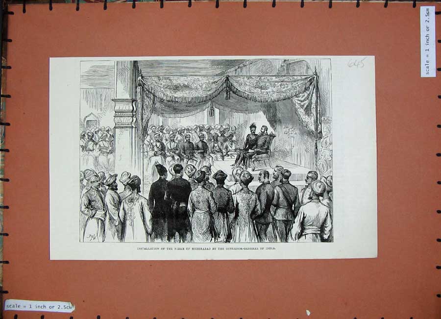 Original Old Antique Print 1884 Nizam Hyderabad Governor-General India Man 19th