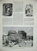Original Old Antique Print 1884 Lasgird Town Refuge Persian Khorassan Forestier