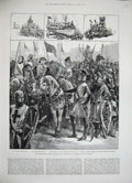 Old Antique Print 1884 Lord Mayor Show Procession Church Nile Boat Army 19th