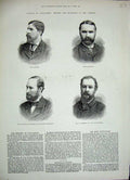 Original Old Antique Print 1884 Parliament Belper Lawrence Summers Howard Men