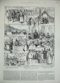 Original Old Antique Print 1884 Royal Visit Hull Mayor Duke Edinburgh Hospital