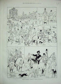 Old Antique Print 1884 Paris France Nidrach Horses Hunting Country Sport 19th